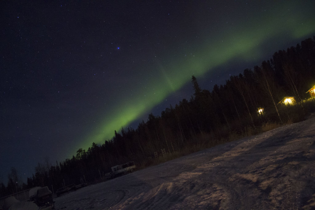 Northern lights at Lappeasuando Lodge in Sweden