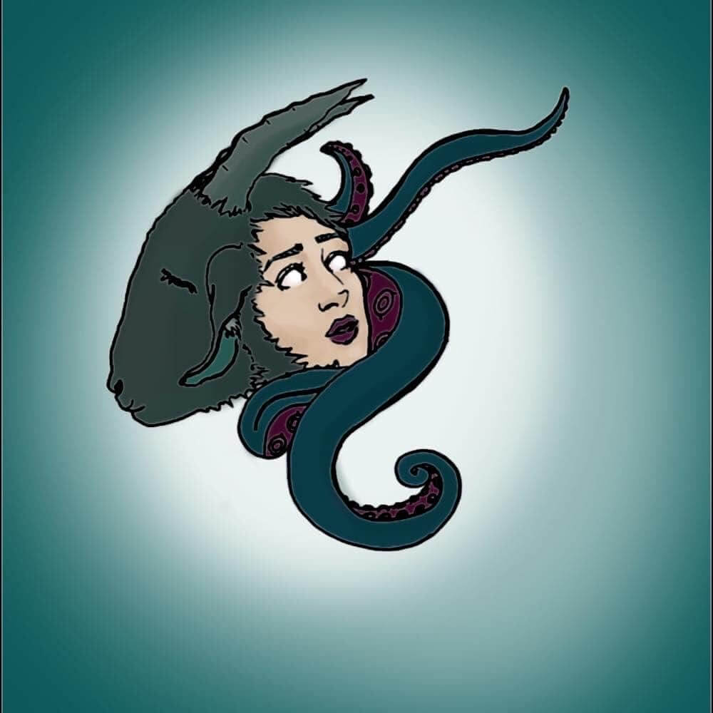 drawing of the capricorn zodiac - the image shows a half woman half sea goat