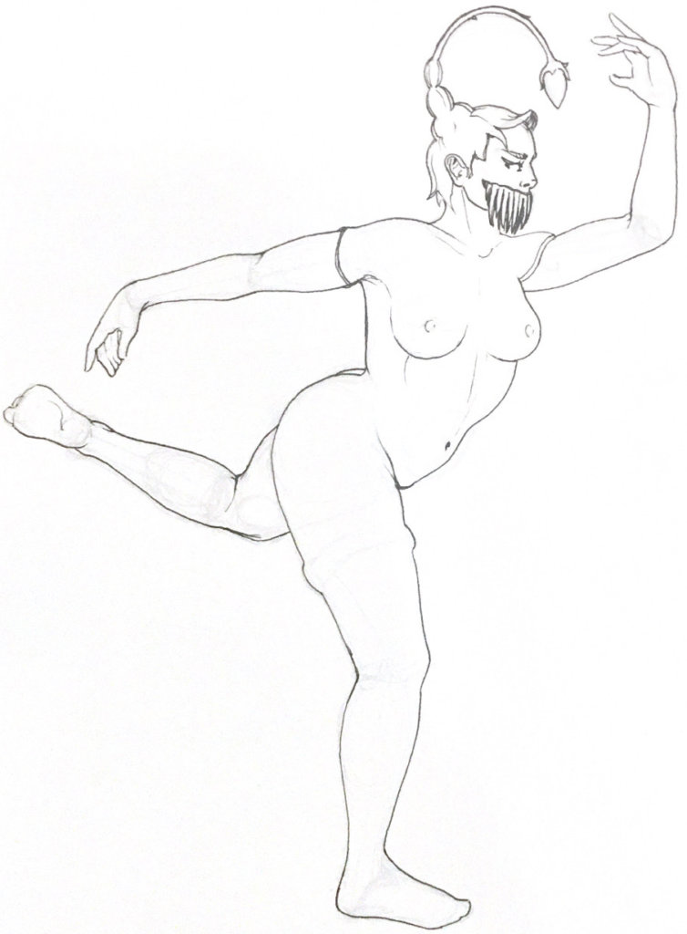 drawing of a half woman half anglerfish