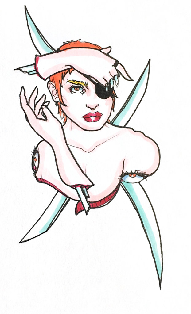 color drawing of a pirate woman