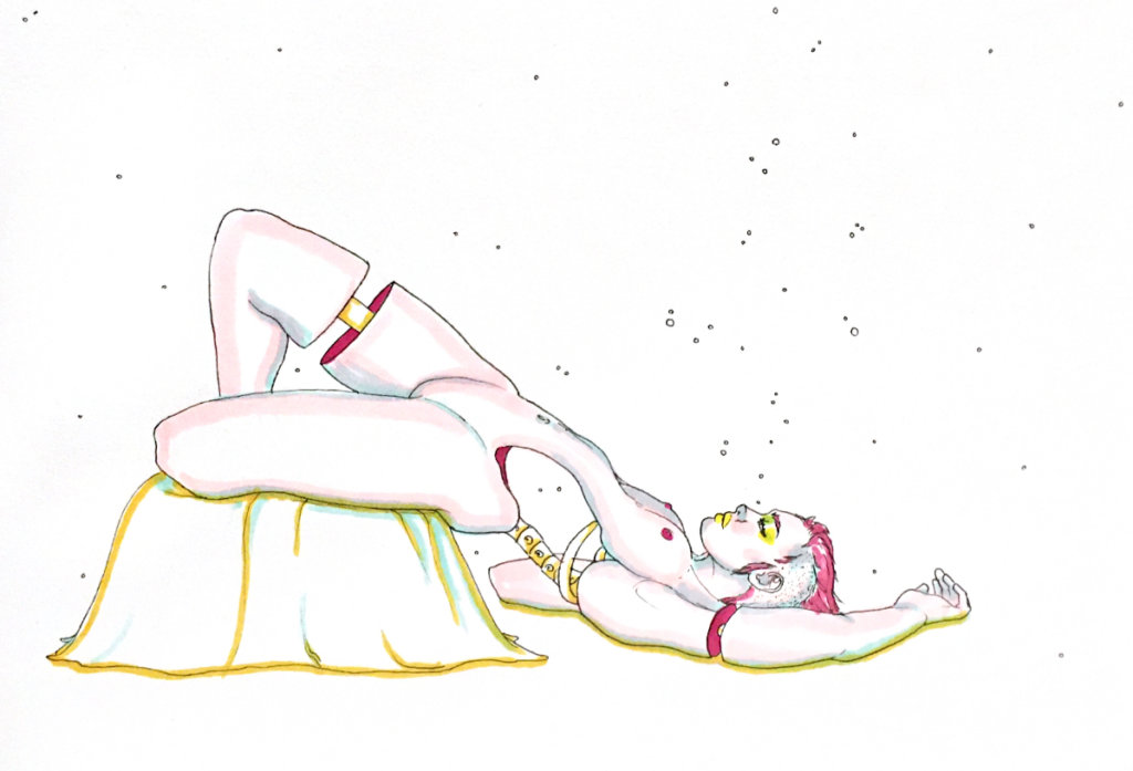 Color drawing of a woman laying back