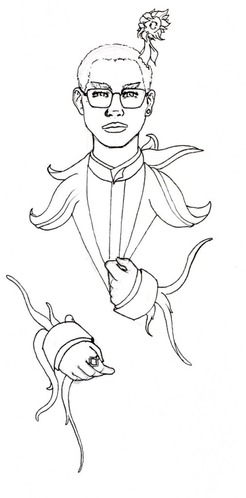 Black and white self-portrait