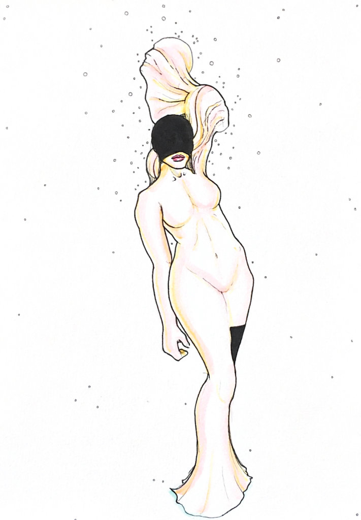 color drawing of a three-headed venus