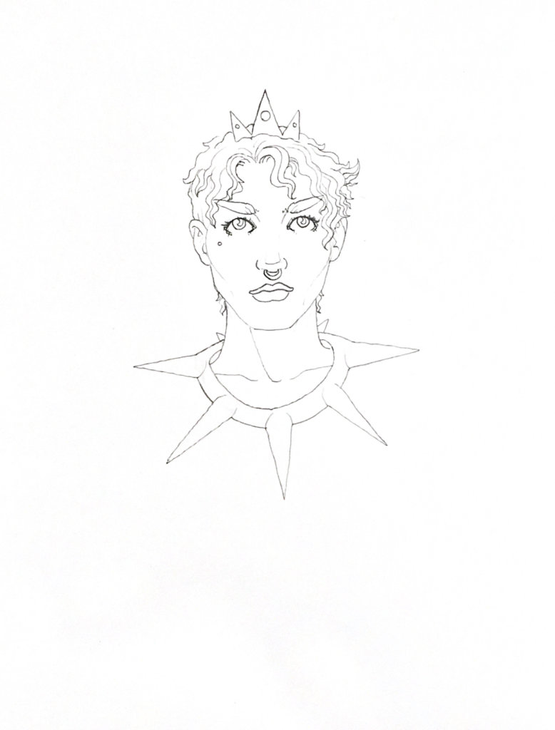 WIP drawing of a jack of diamonds