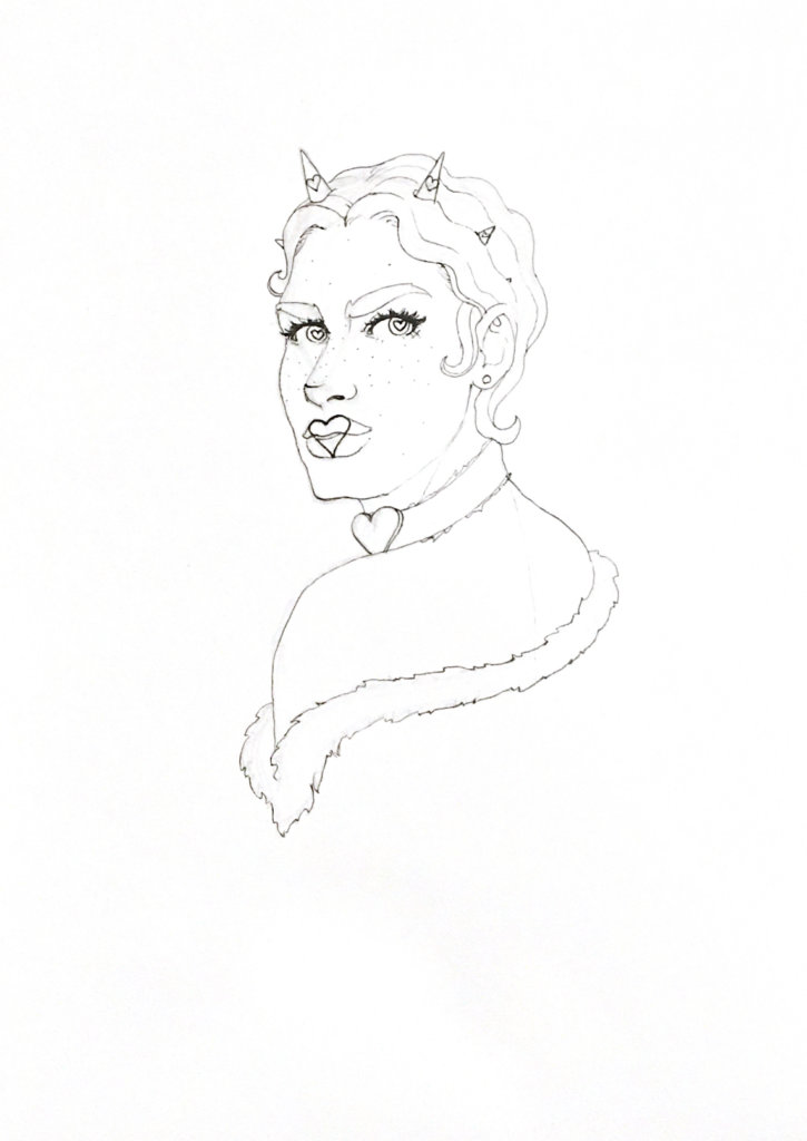 WIP drawing of a Jack of Hearts