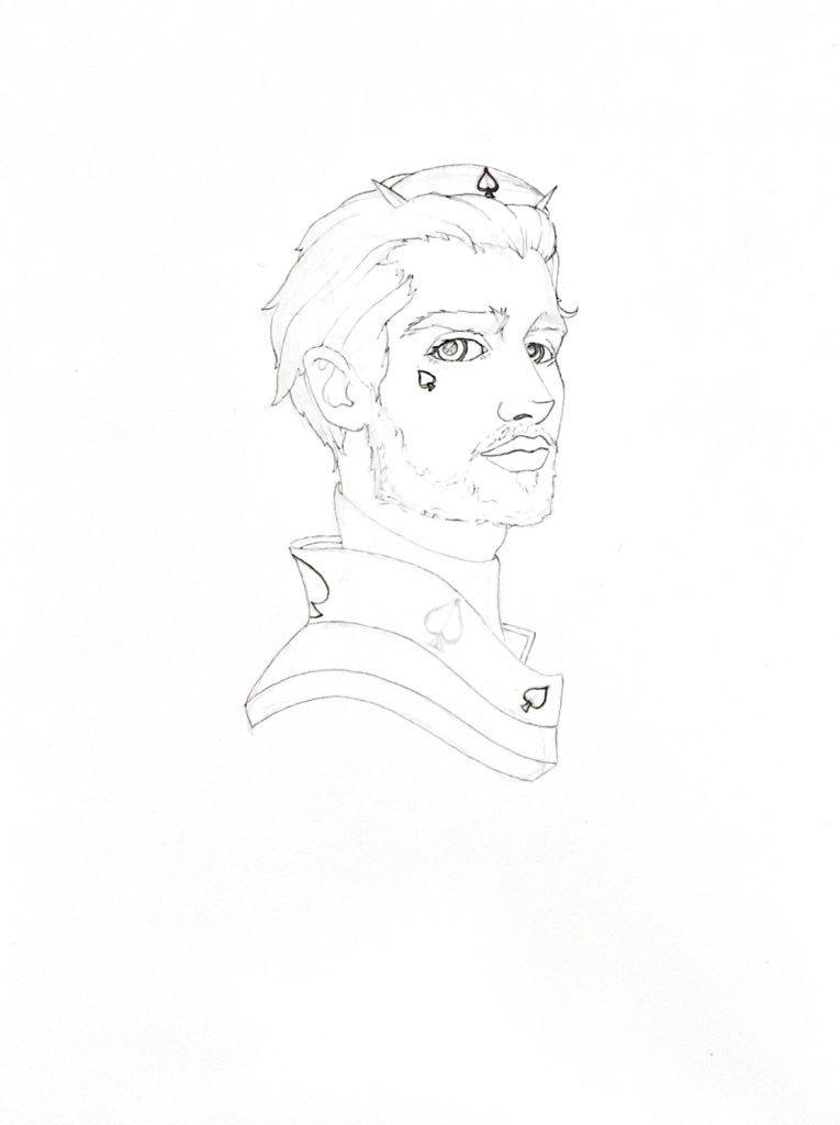 WIP drawing of a Jack of Spades