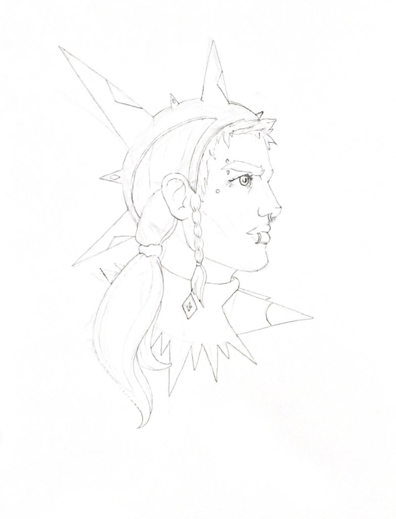 WIP drawing of the King of Diamonds