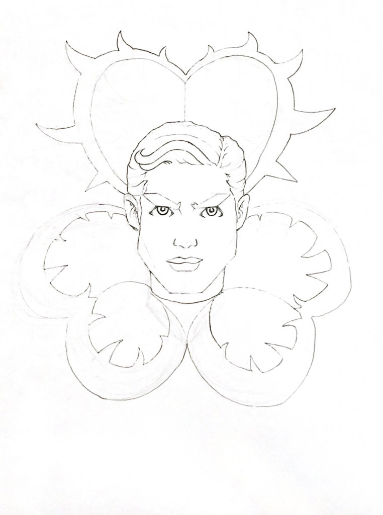 WIP drawing of the King of Clubs