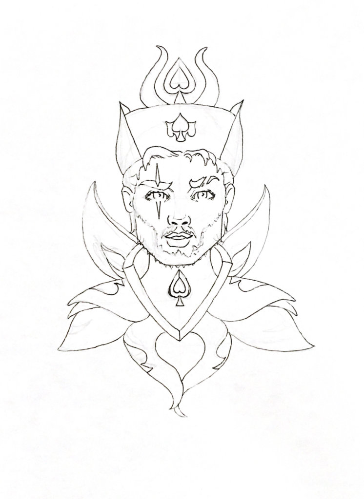 WIP drawing of the King of Spades