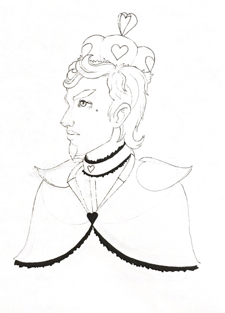WIP drawing of the King of Hearts