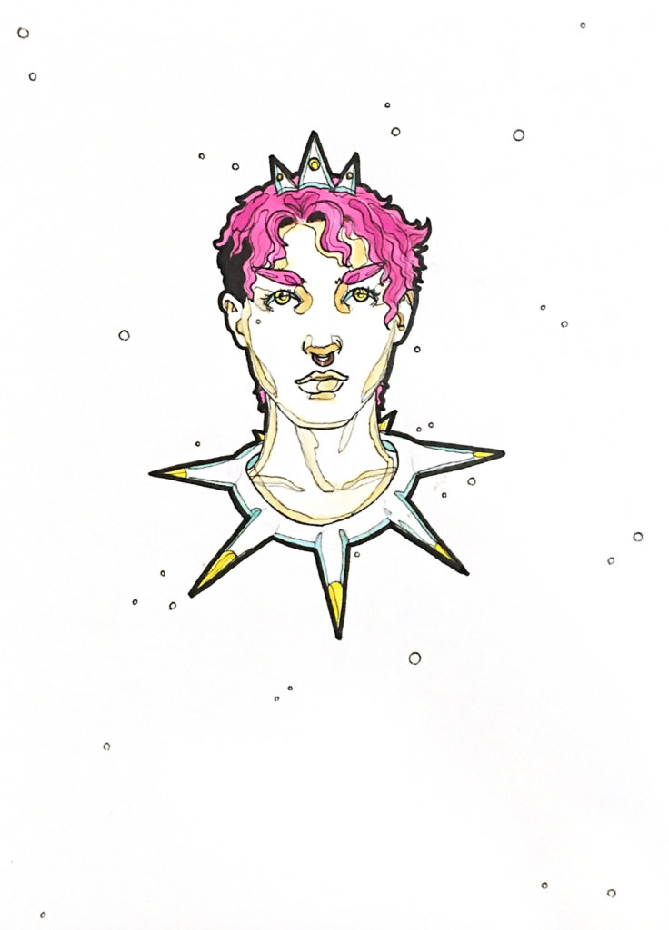 color drawing of a jack of diamonds