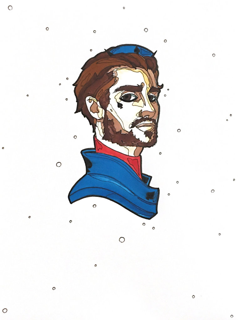 color drawing of a Jack of Spades