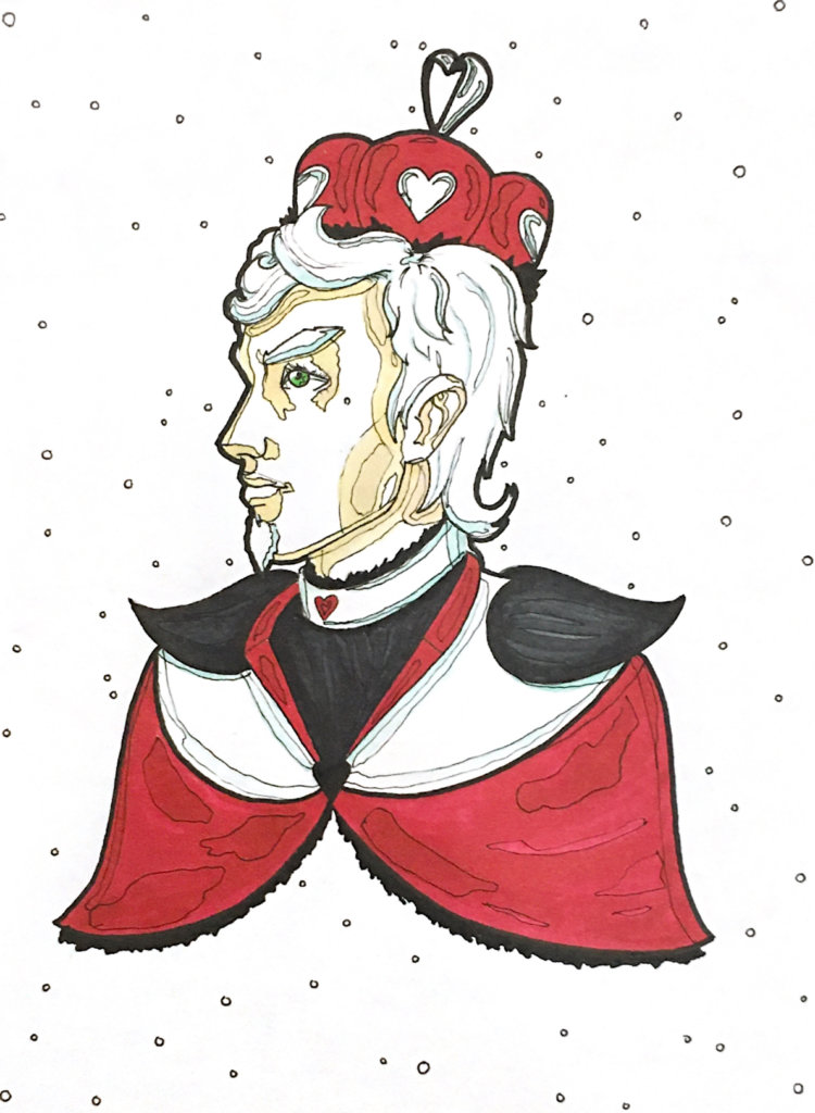 color drawing of the King of Hearts