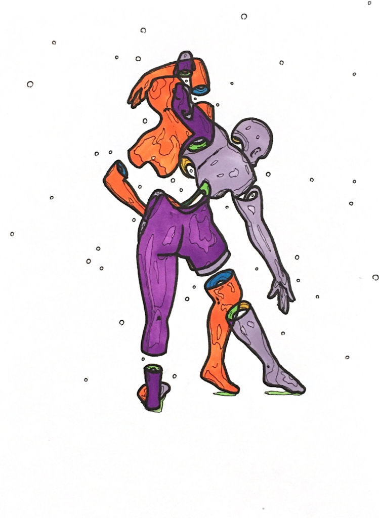 color drawing of two people intersecting