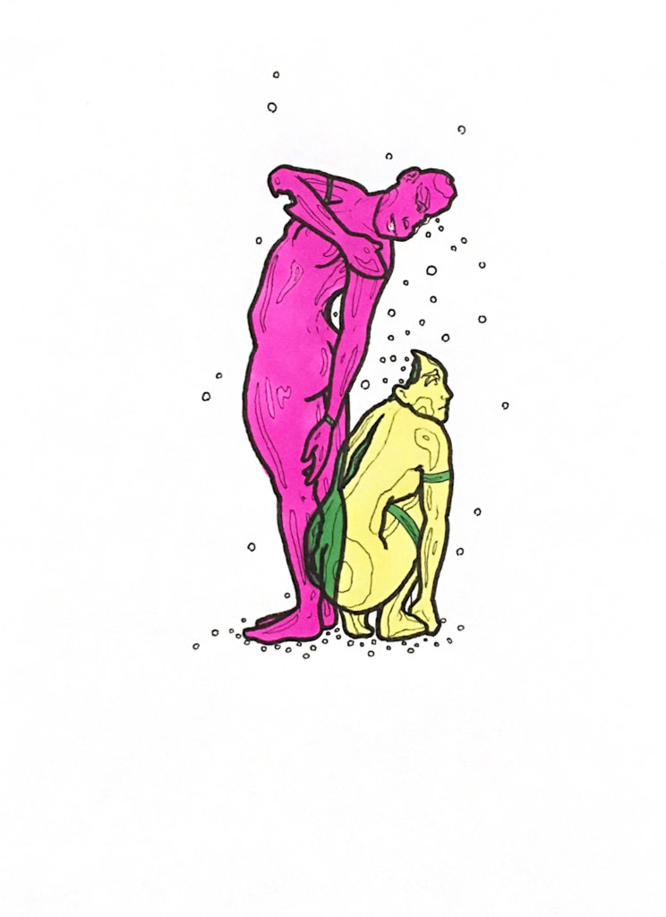 color drawing of two people intersecting