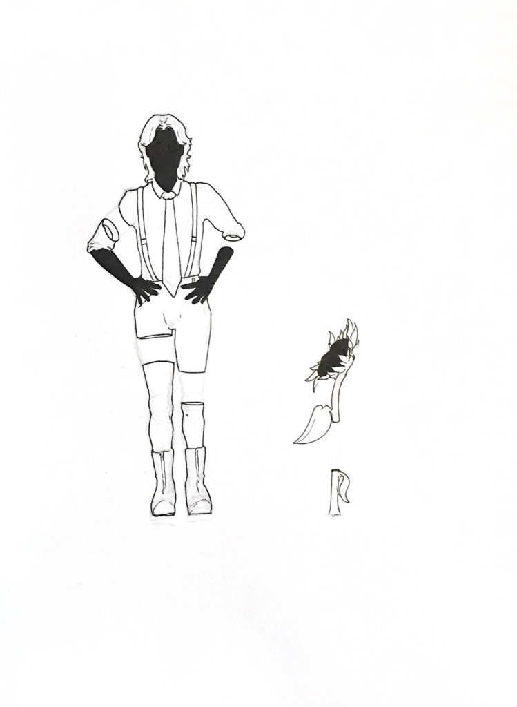 WIP drawing of a selfie and a sunflower