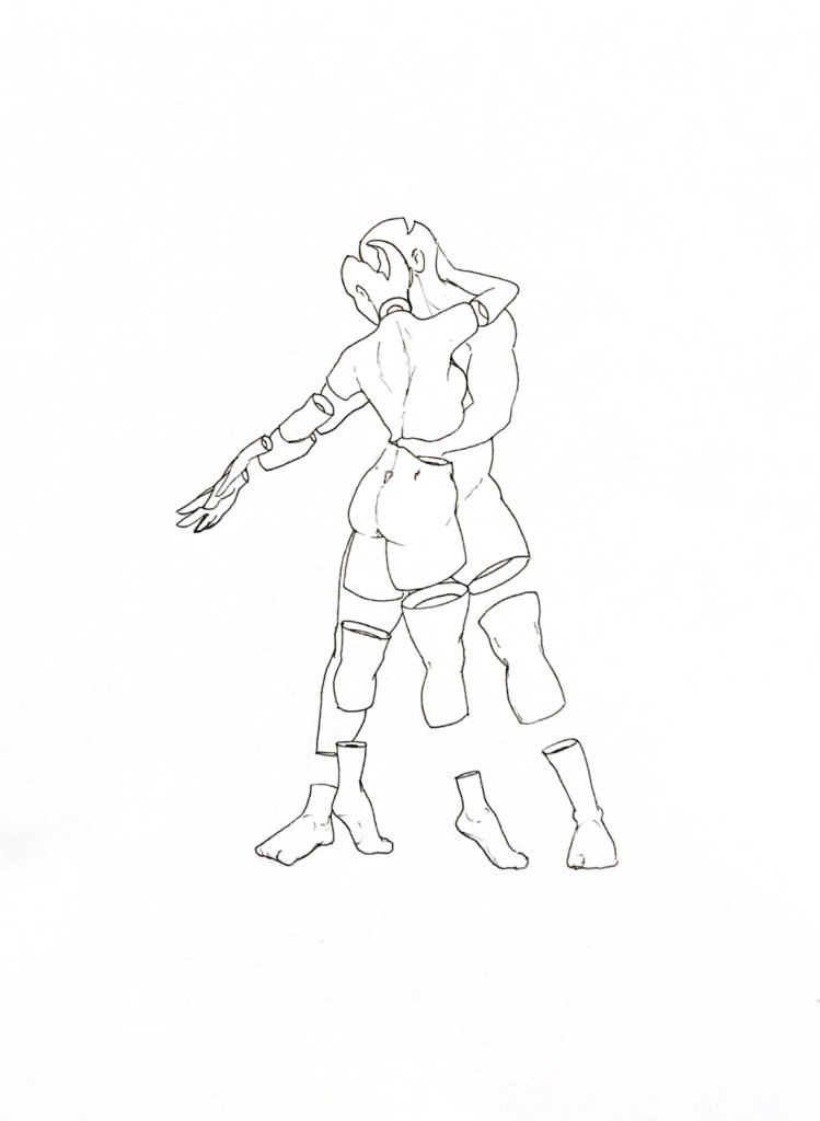 WIP drawing of the moon and the sky dancing