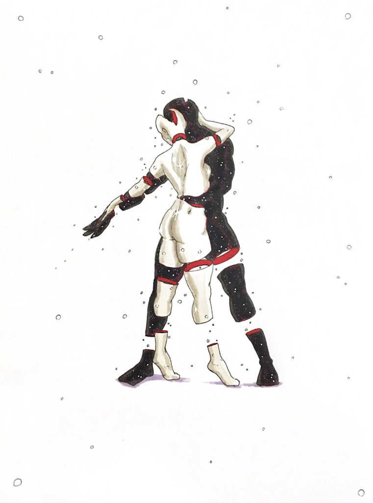 color drawing of the moon and the sky dancing