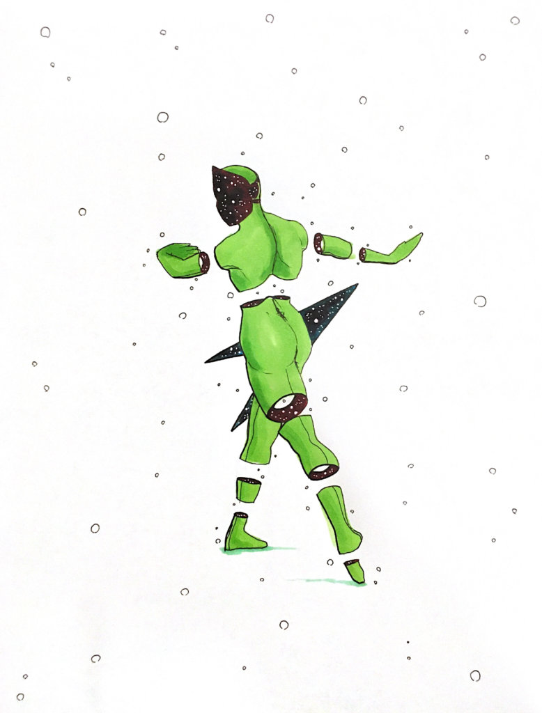 color drawing of an aurora dancing