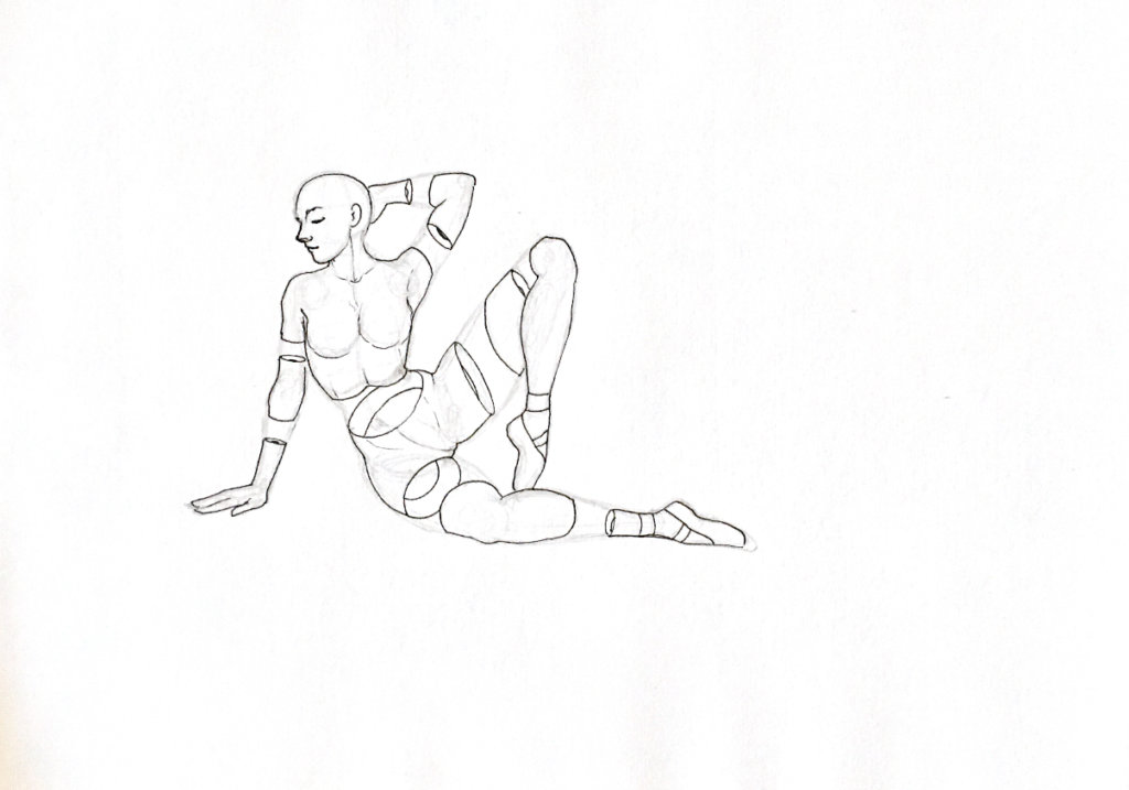 WIP drawing of a reclined star person