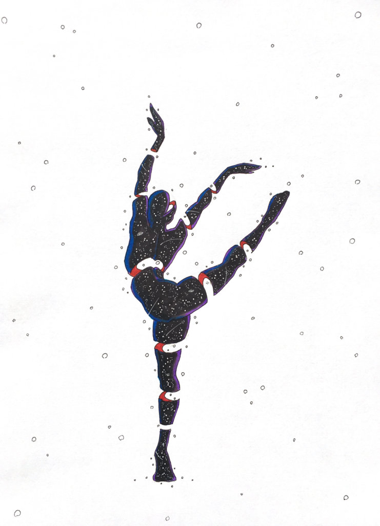 color drawing of a person dancing