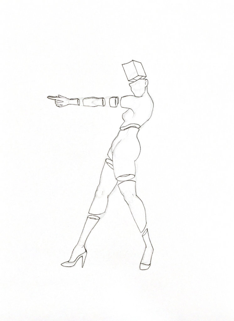 WIP drawing of a grace jones-esque woman