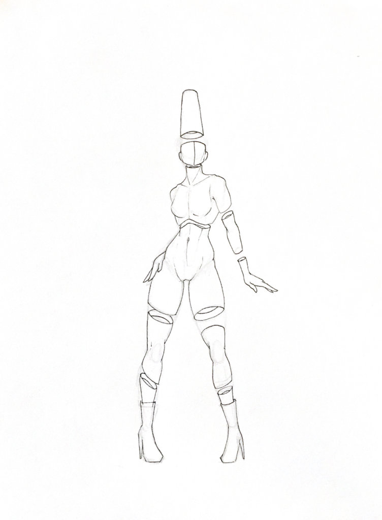 WIP drawing of a woman posing with heels