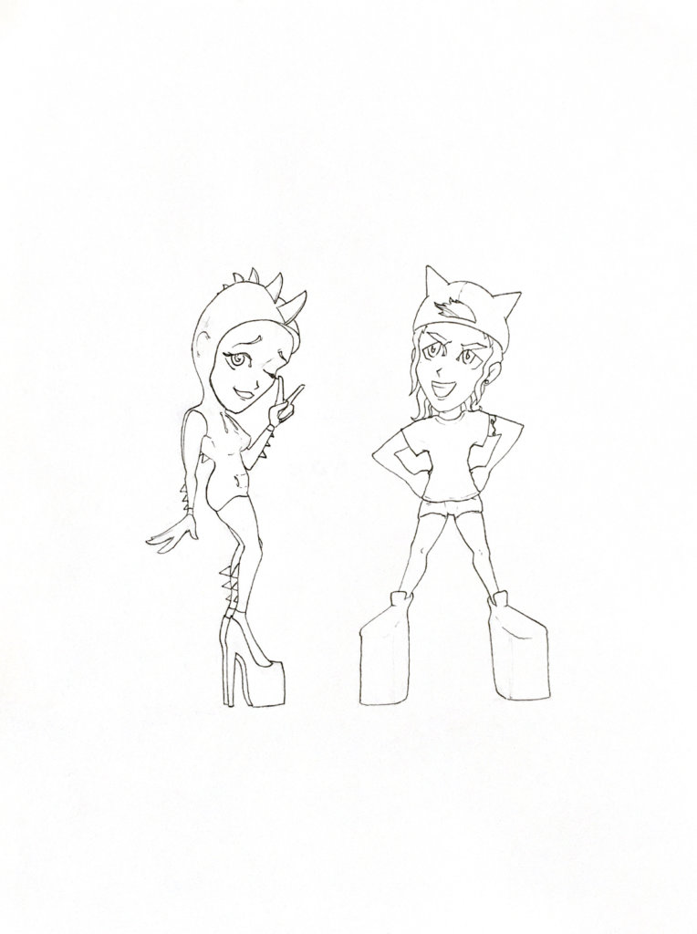 WIP drawing of Gooby and Dolan