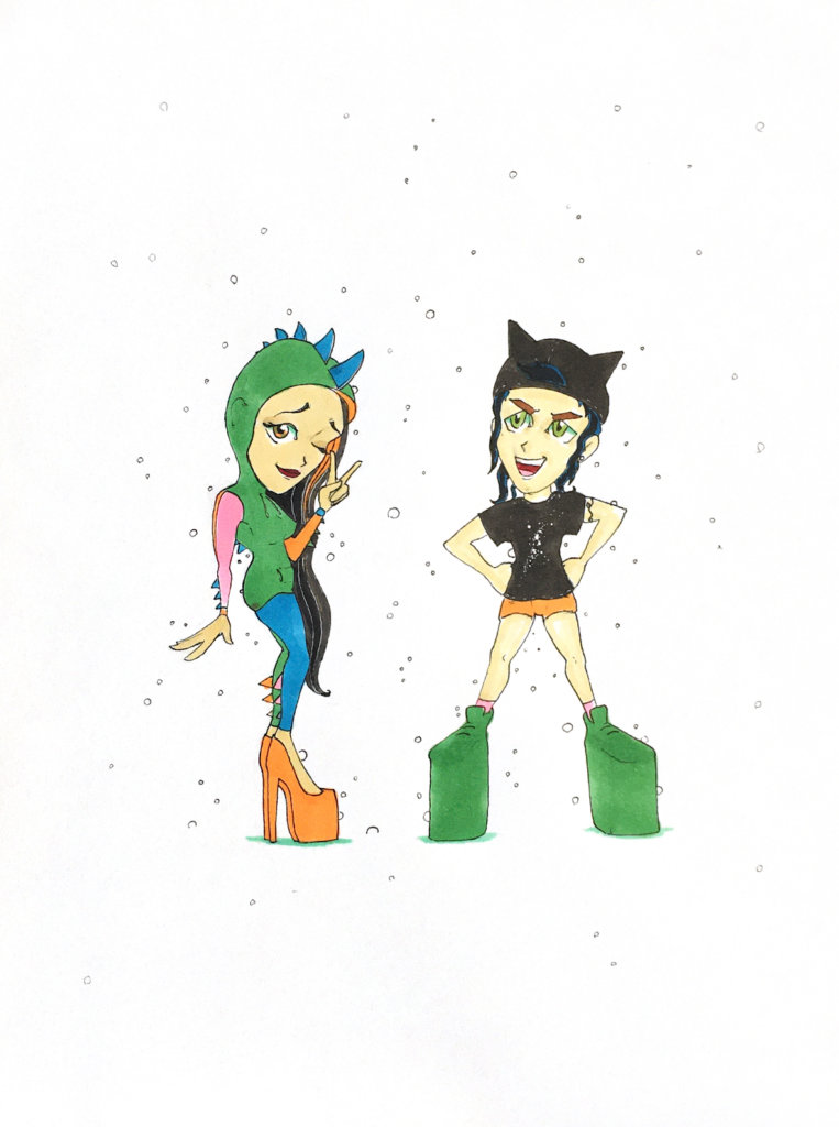 color drawing of Gooby and Dolan