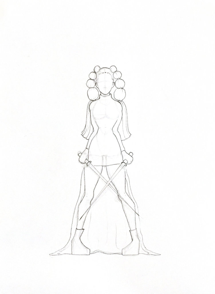 WIP drawing of a grimes-esque character