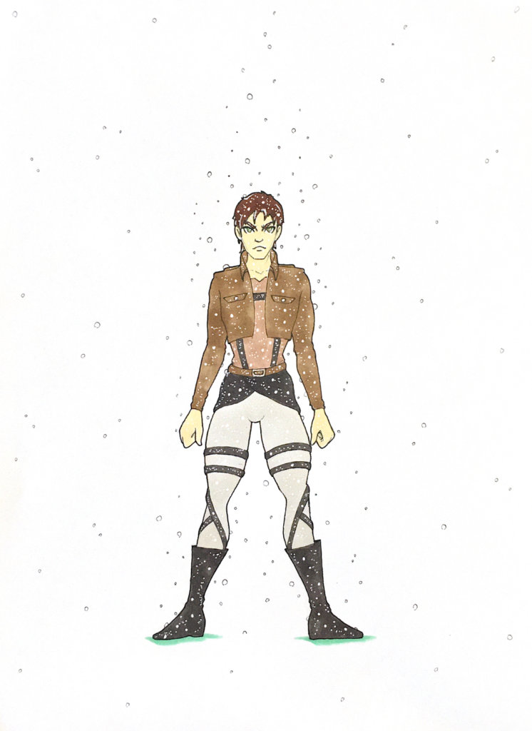 color drawing of Eren from Attack on Titan