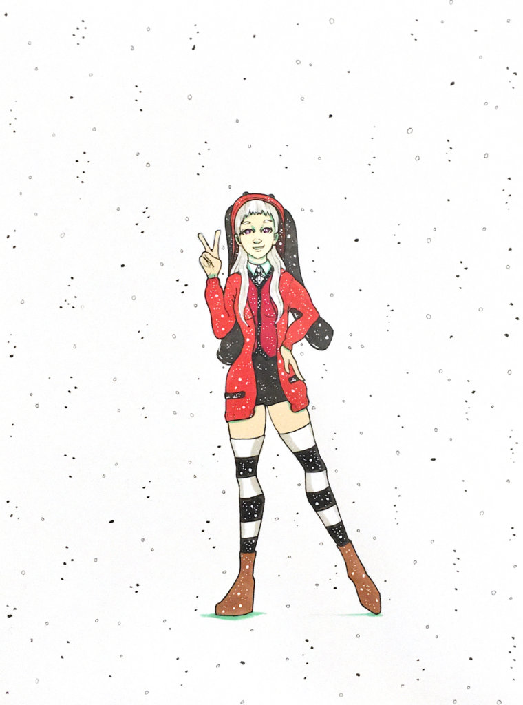 color drawing of a character from Kakegurui