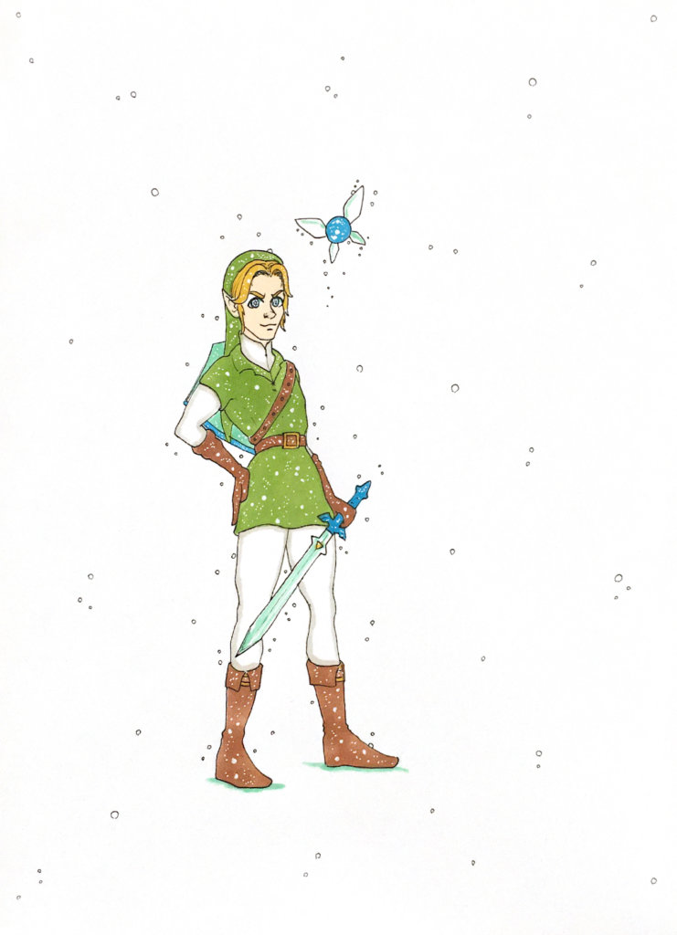 color drawing of Link from Legend of Zelda