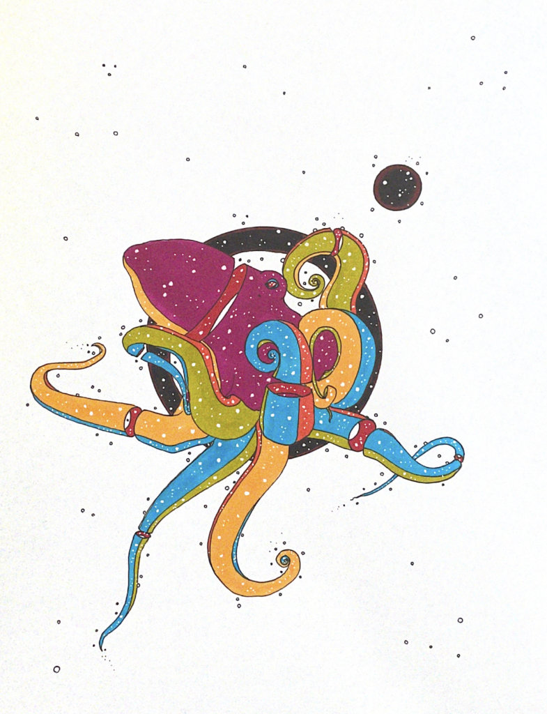 color drawing of an octopus