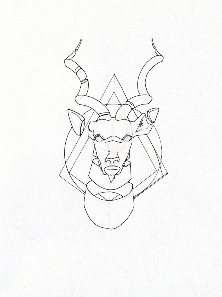 WIP drawing of a kudu