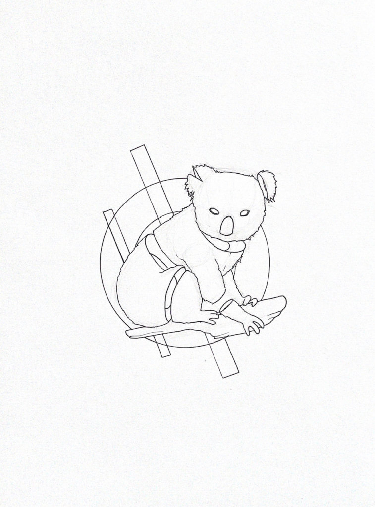 WIP drawing of a koala