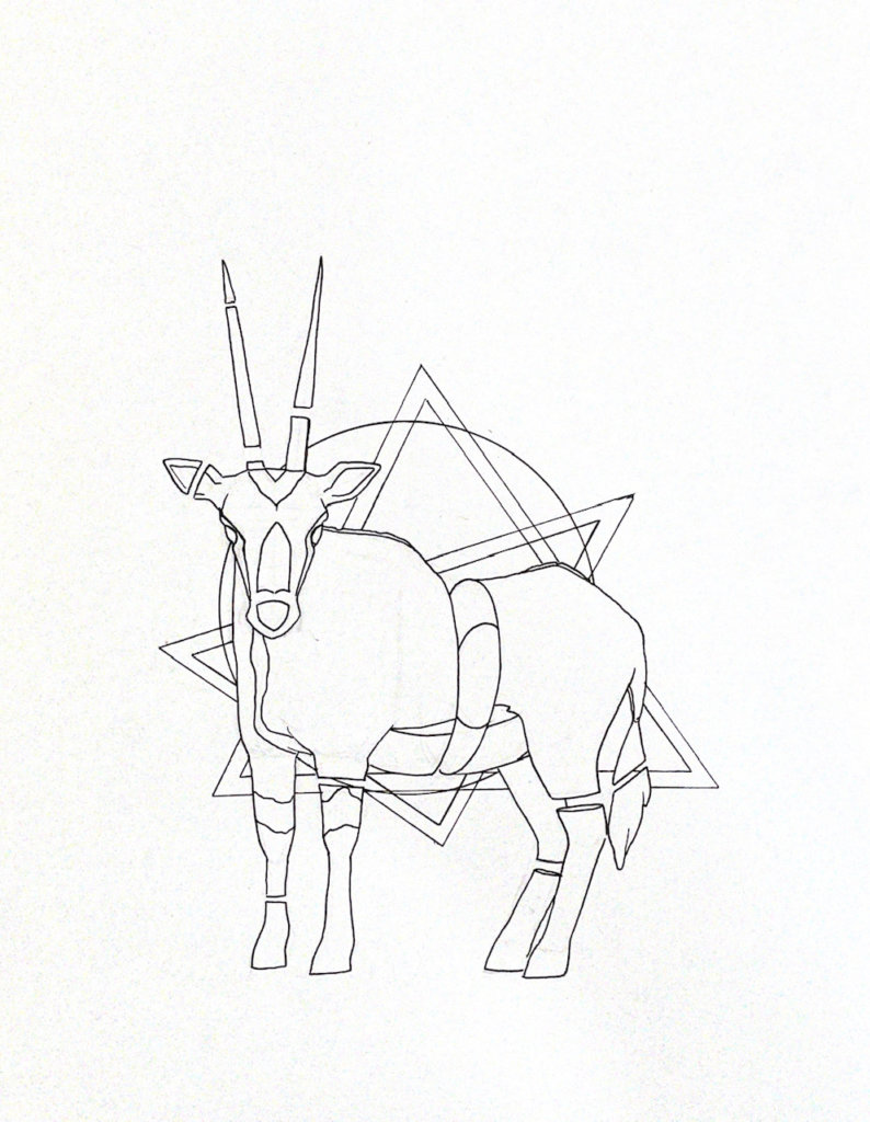 WIP drawing of a safari creatures