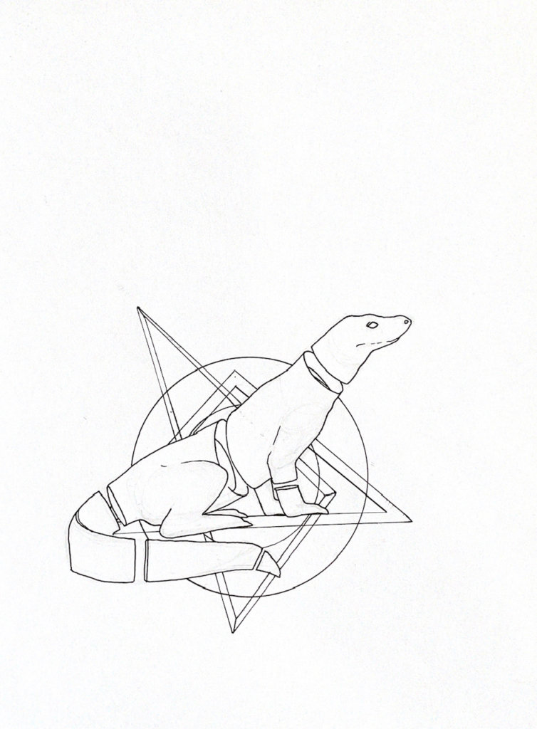 WIP drawing of a komodo dragon