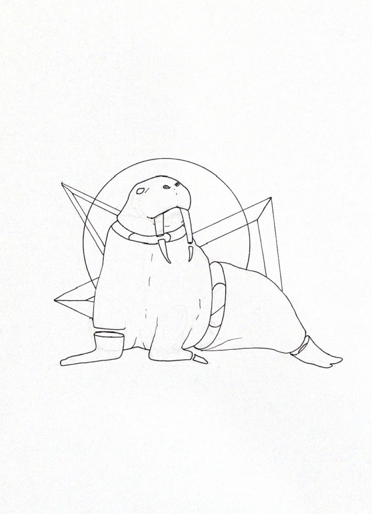 WIP drawing of a walrus