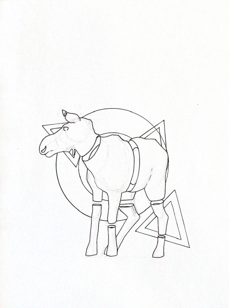 WIP drawing of a moose