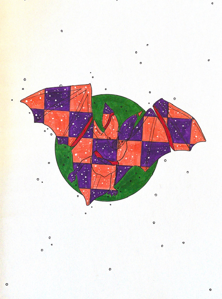 color drawing of a bat