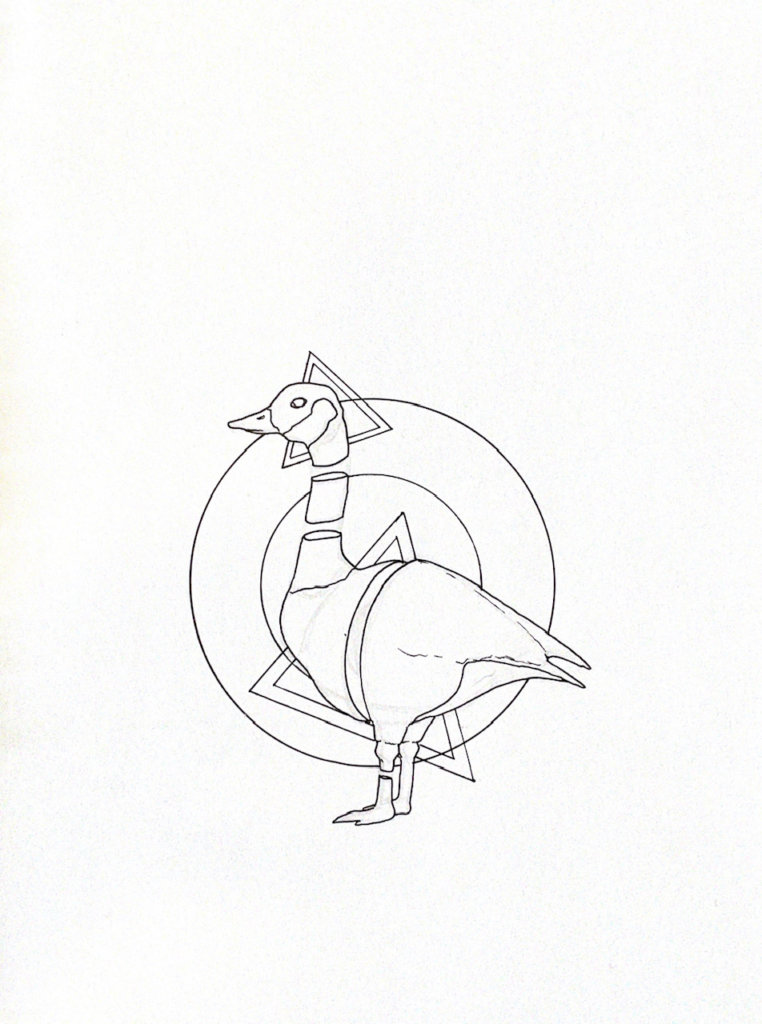 WIP drawing of a goose