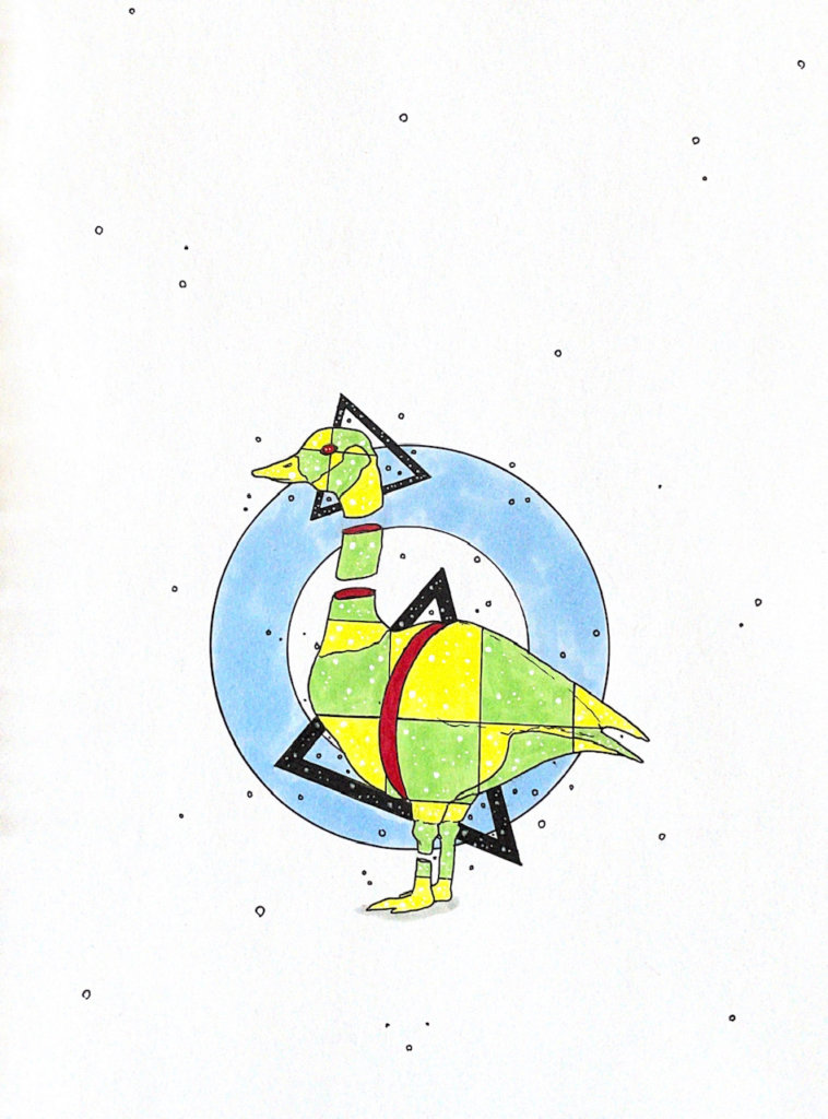 color drawing of a goose