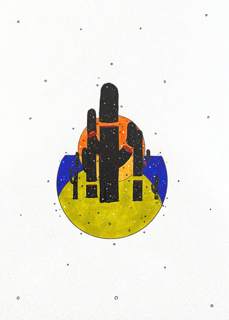 color drawing of cacti