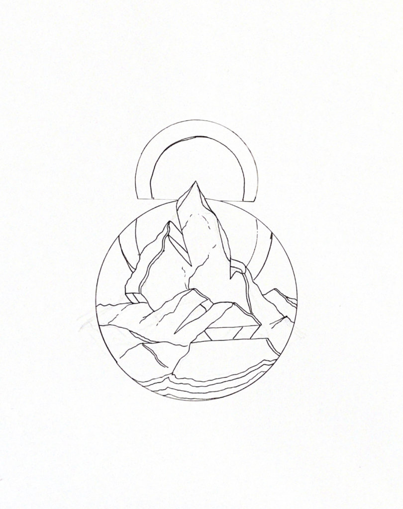 WIP illustration of a mountain