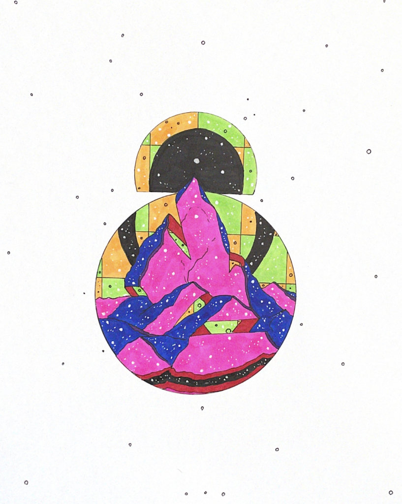 color illustration of a mountain