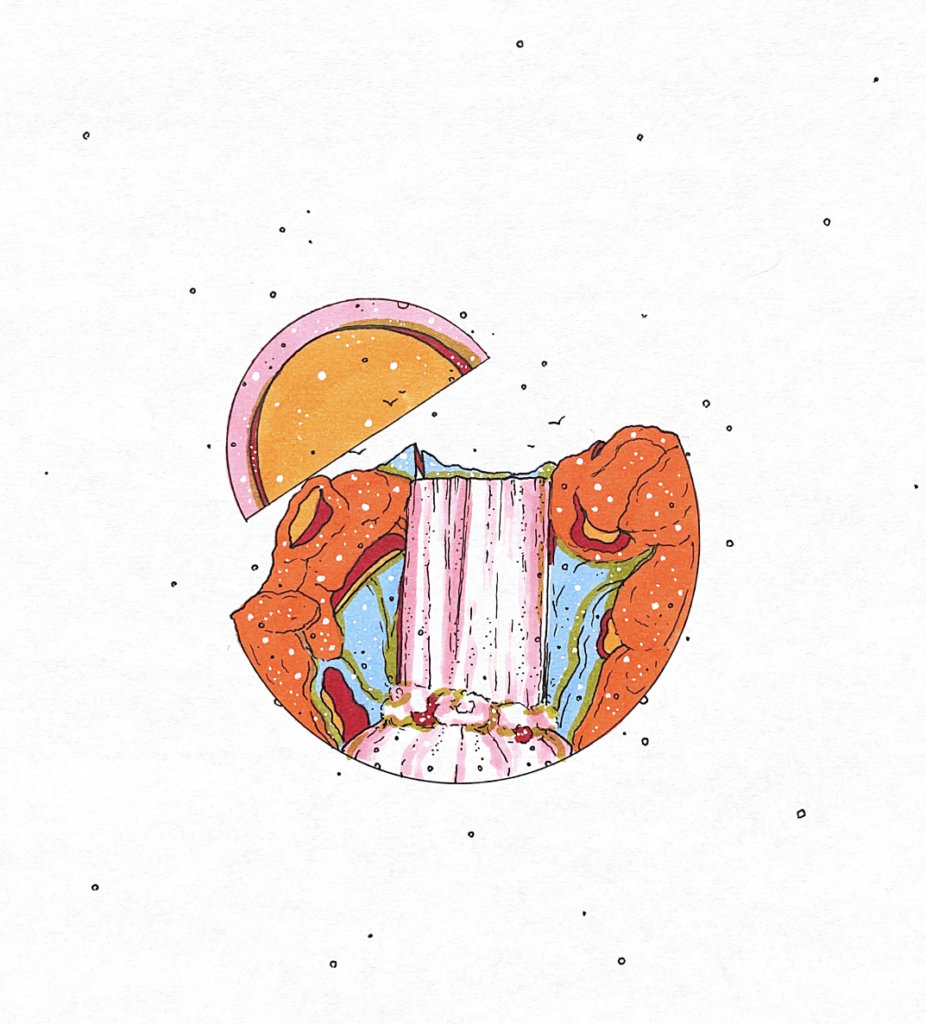 color drawing of a waterfall