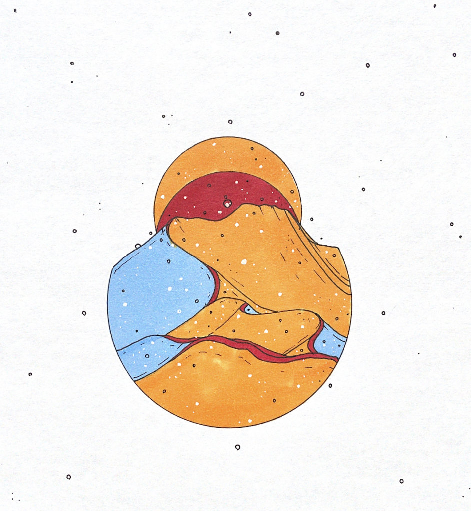 color drawing of sand dunes