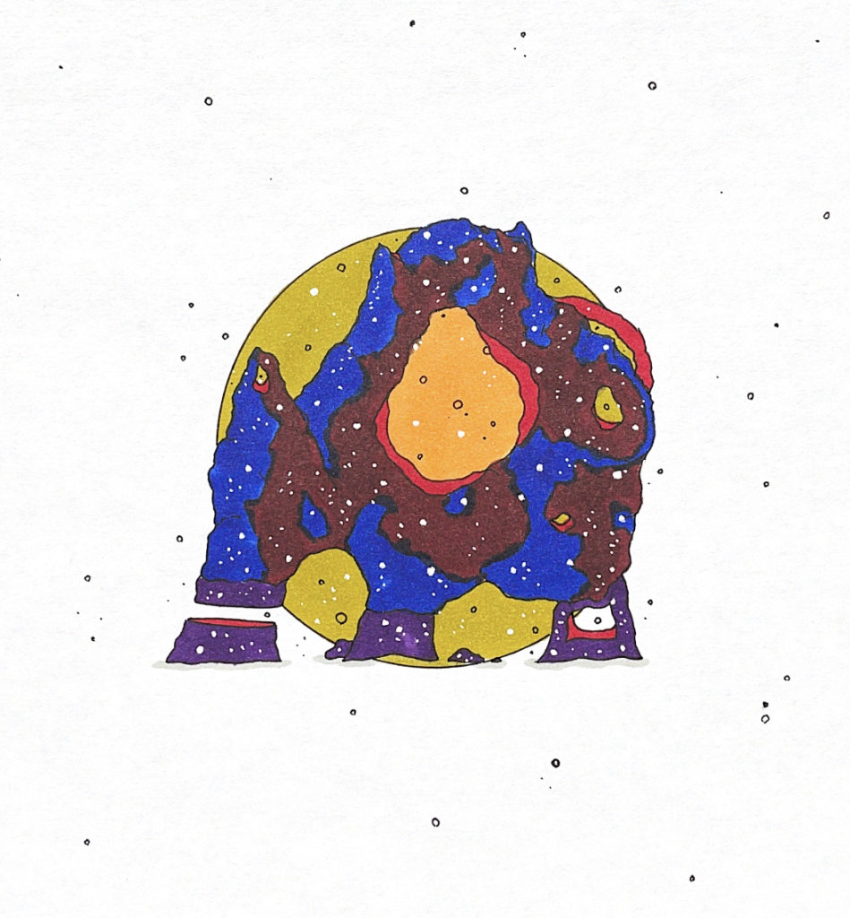 color drawing of a lava formation