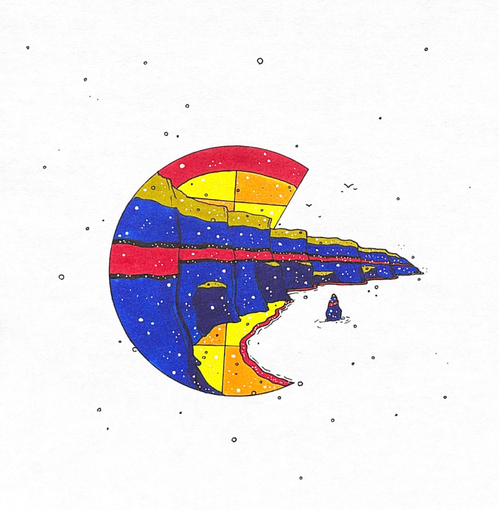 color illustration of the cliffs of moher